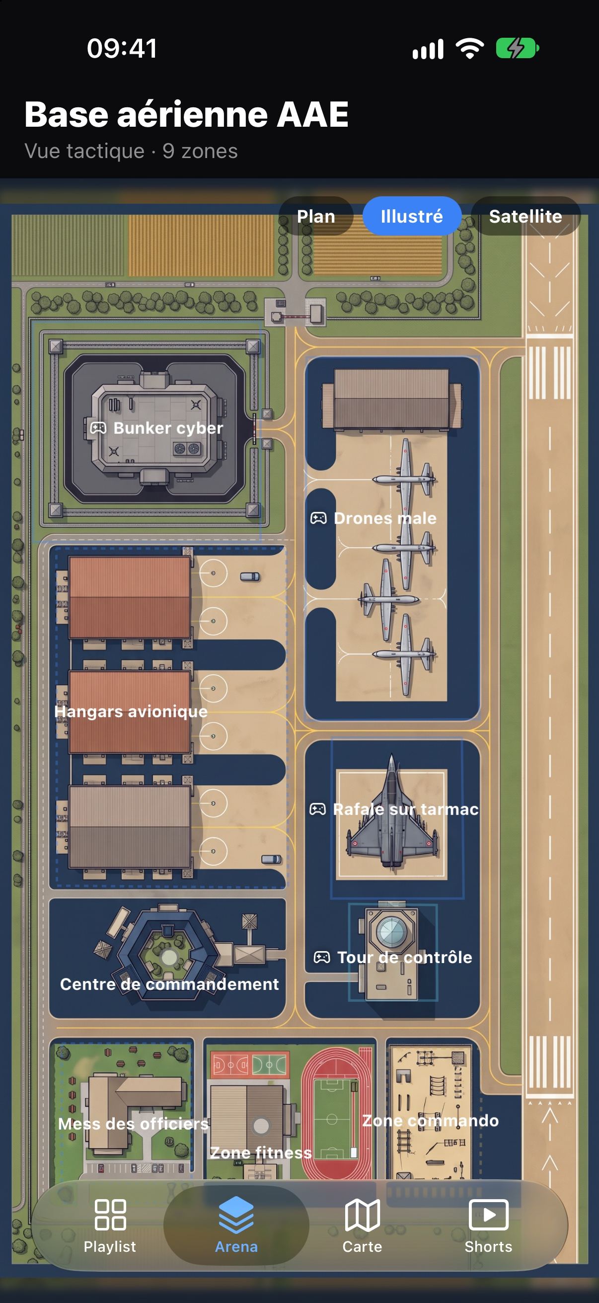 Arena d'une base aérienne en vue illustrée