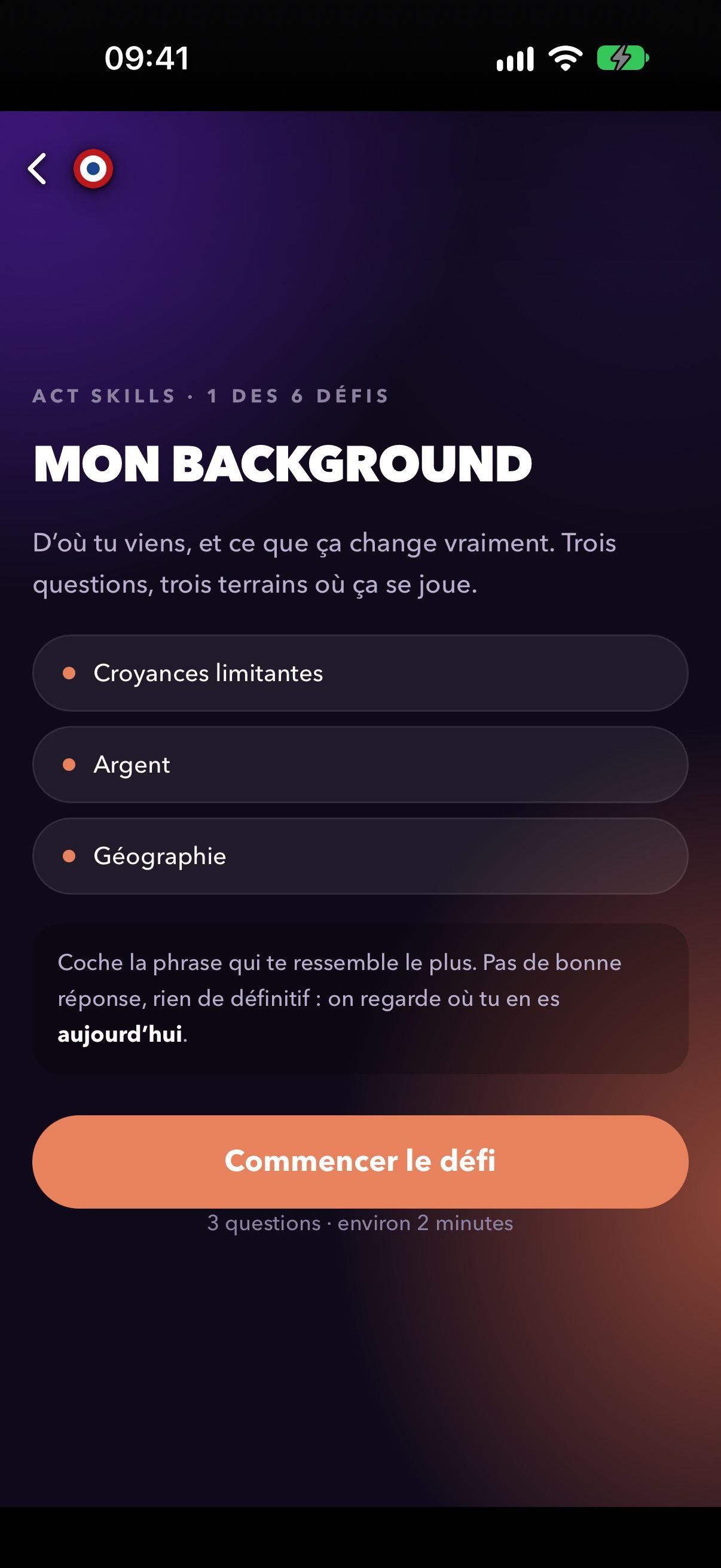 Défi ACT SKILLS Carrière : Mon background