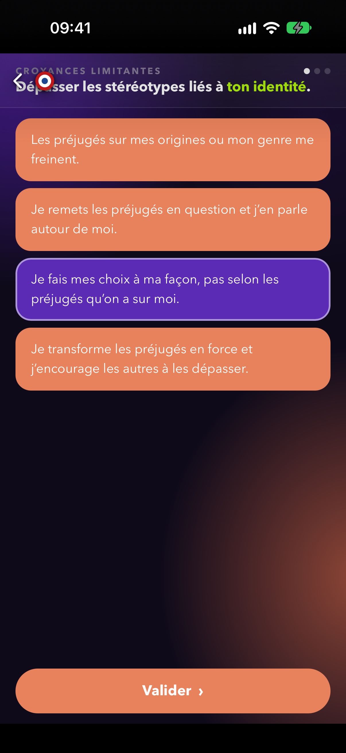 Question d'auto-positionnement ACT SKILLS Carrière