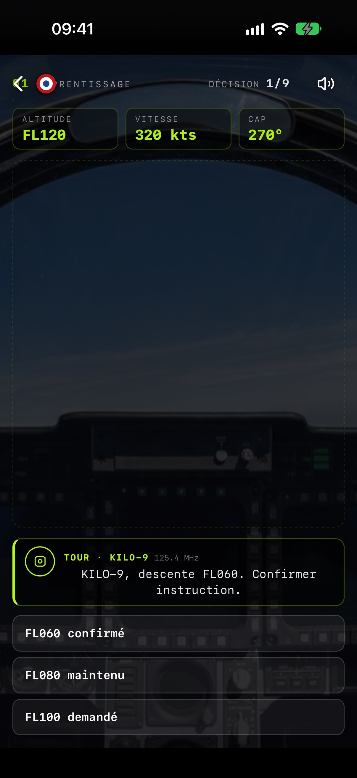 Cockpit : décision à prendre sur instruction radio