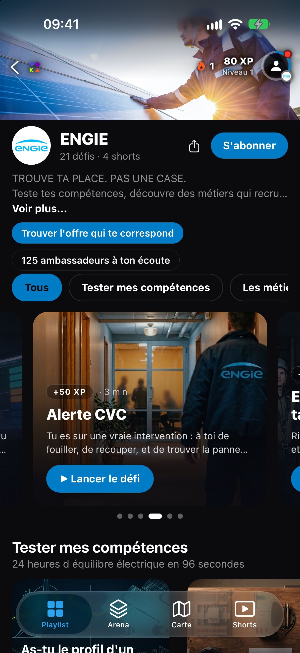 Chaîne VOKA : défis à la une et progression du joueur