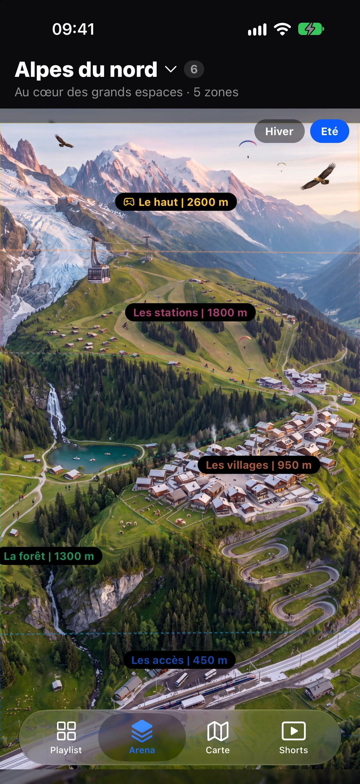 Arena Alpes du nord en été : un massif découpé en zones de défis
