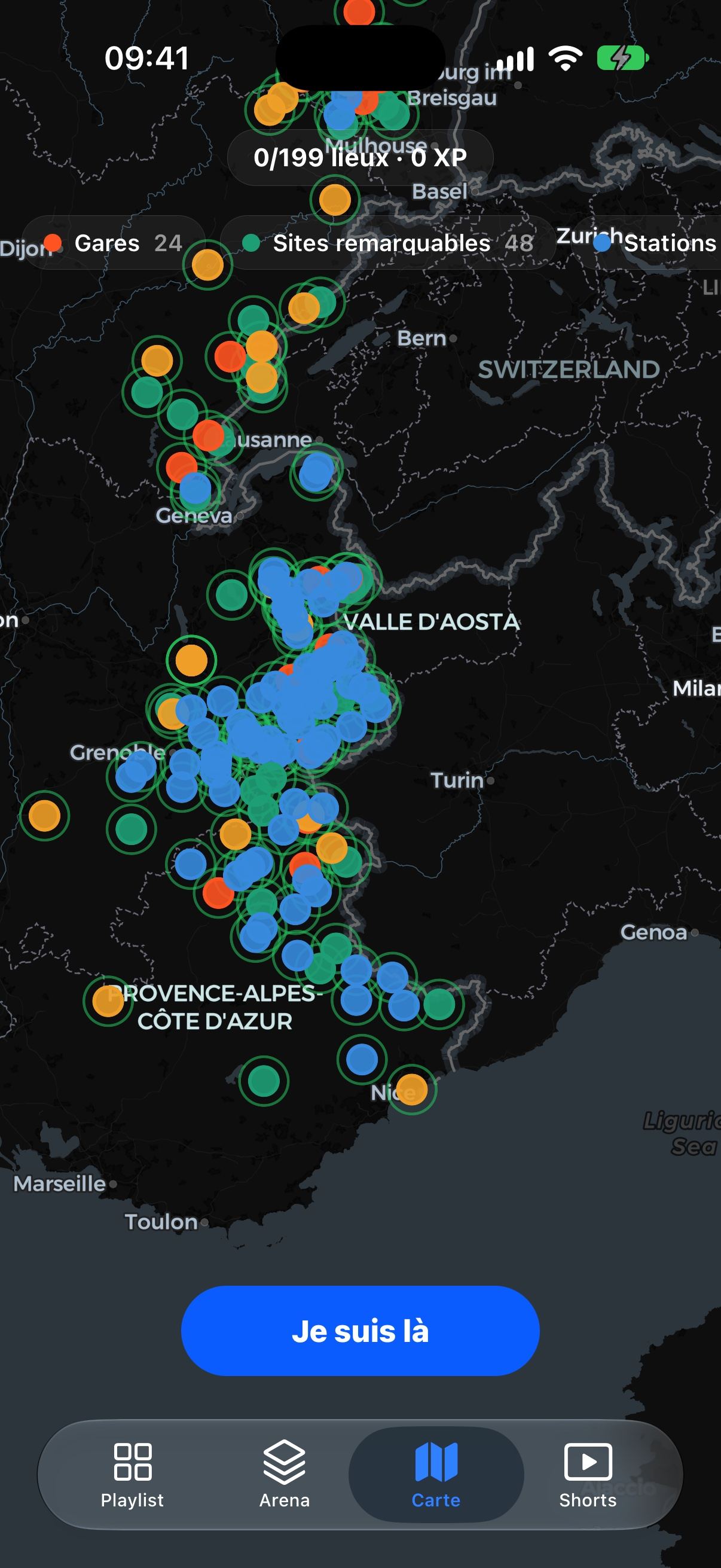 Une carte de 199 lieux sur un territoire