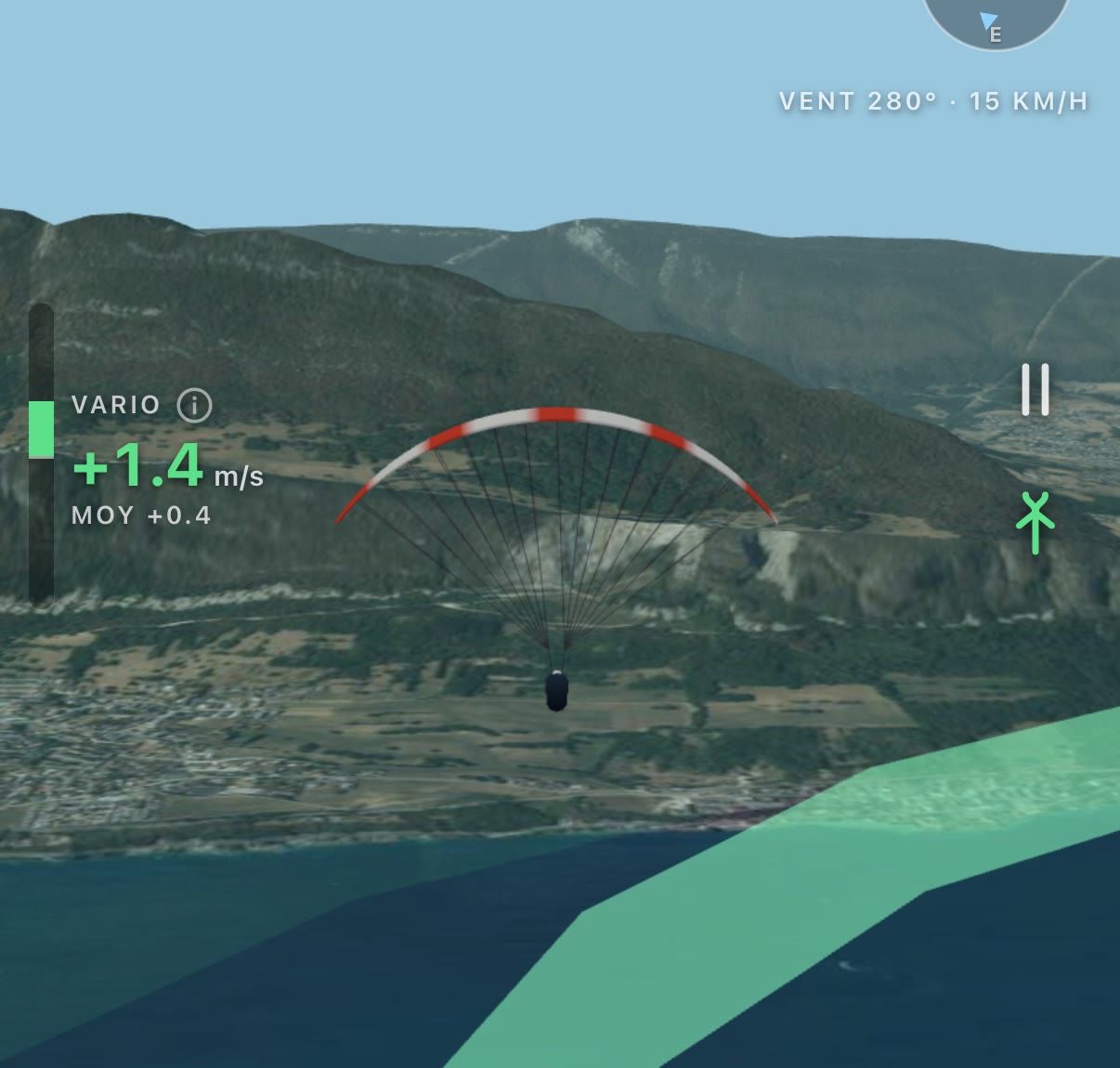 Simulateur de parapente en 3D au-dessus du lac d'Annecy