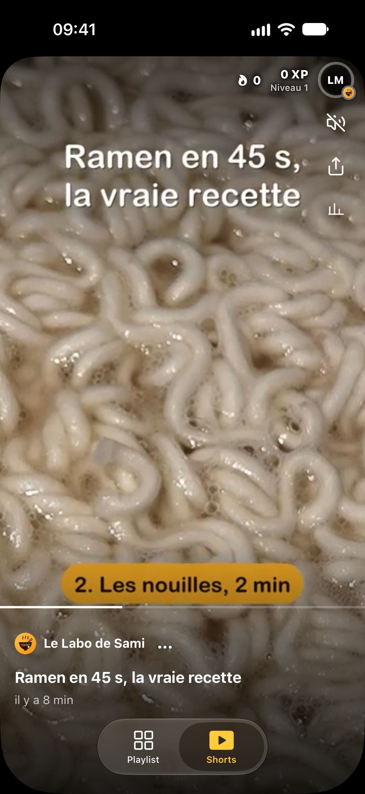 Un short de recette, en plein écran